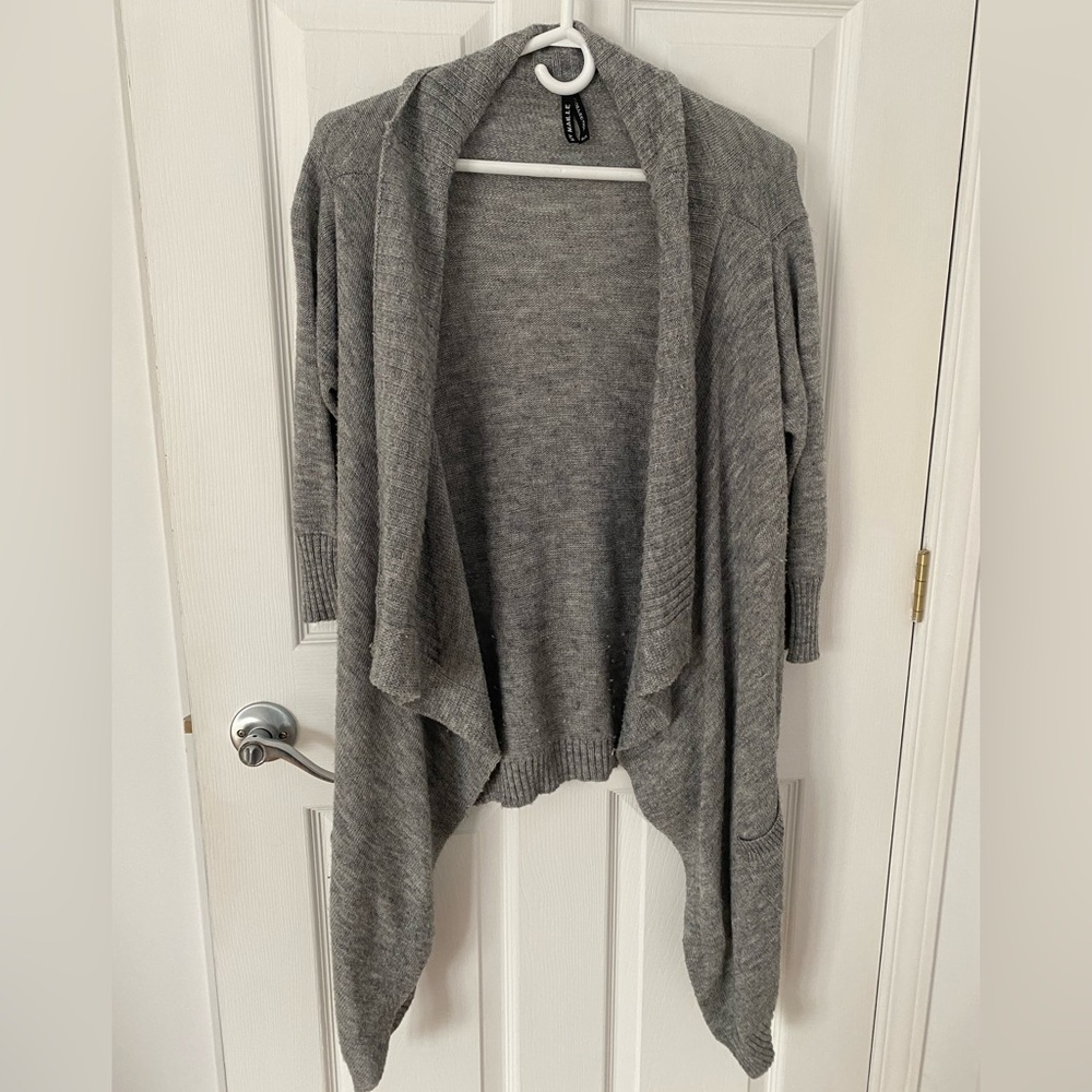 Chic Heather Gray Open Front Cardigan
